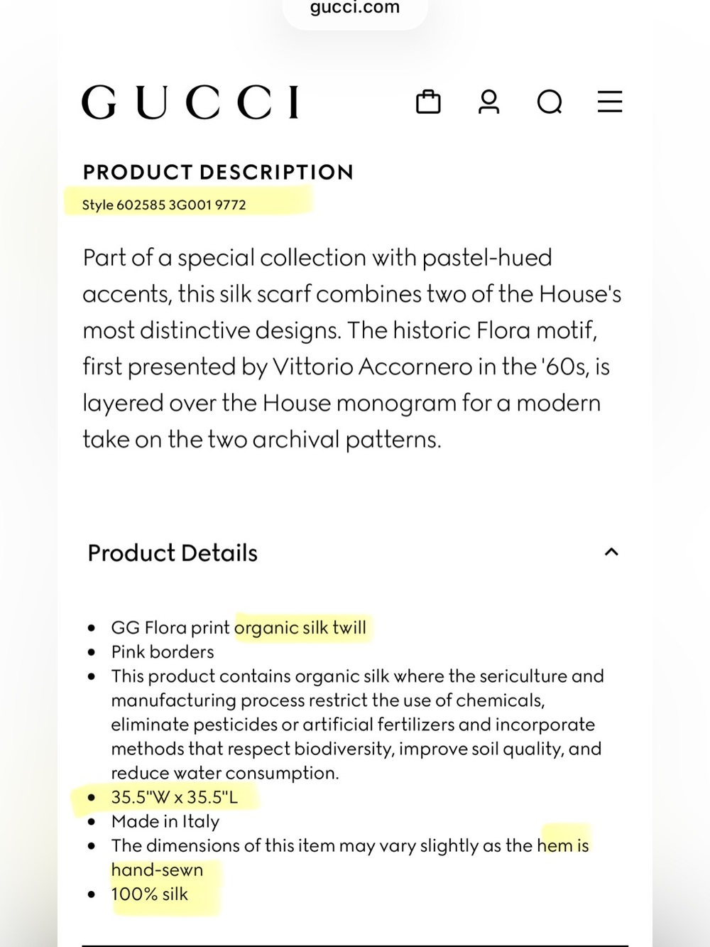 Gucci Flora print silk scarf - Picture 8 of 16